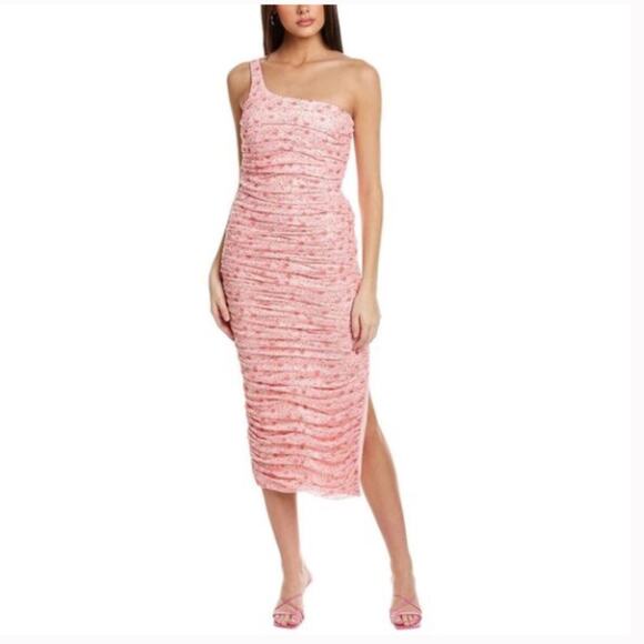 NWT Likely Tash Roseshadow Floral Pink One Shoulder Dress 10 - Picture 1 of 7